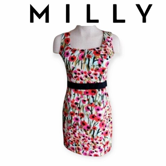 Milly of New York Poppy Fields Sheath Dress Floral Garden Party Multicolor 4 NWT - Picture 4 of 13